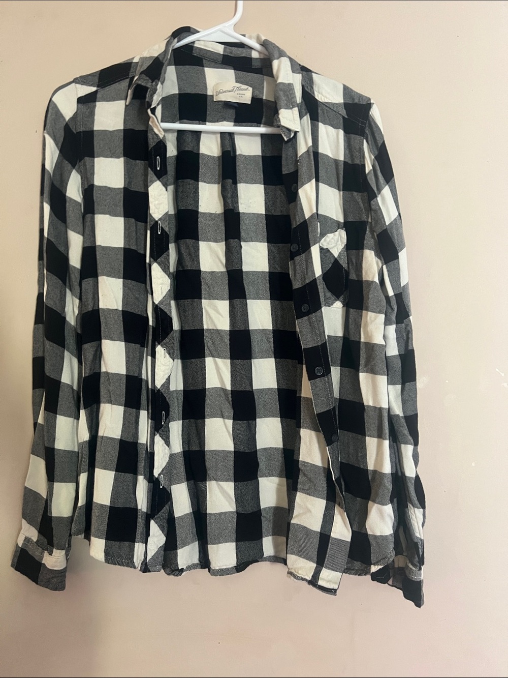 Universal Thread Black and White Plaid Button-Up Shirt